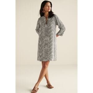 Soft Surroundings Raven Shift Dress Sz M Black White Flattering Boho Beachy NWOT